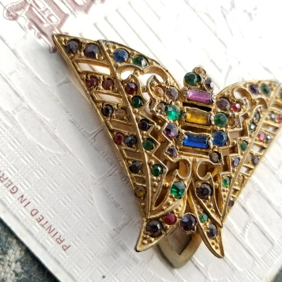 Relisted - Vintage Art Deco butterfly dress clip rhinestone - Picture 4 of 13